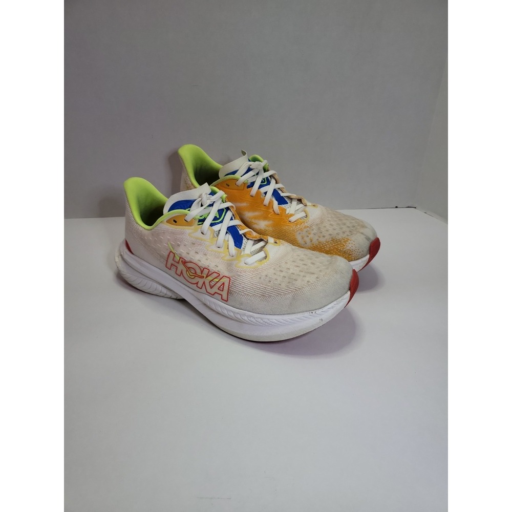 Hoka One One Mach 6 Men's Size 10.5 D Running Shoes Multicolor RED ORANGE GREEN